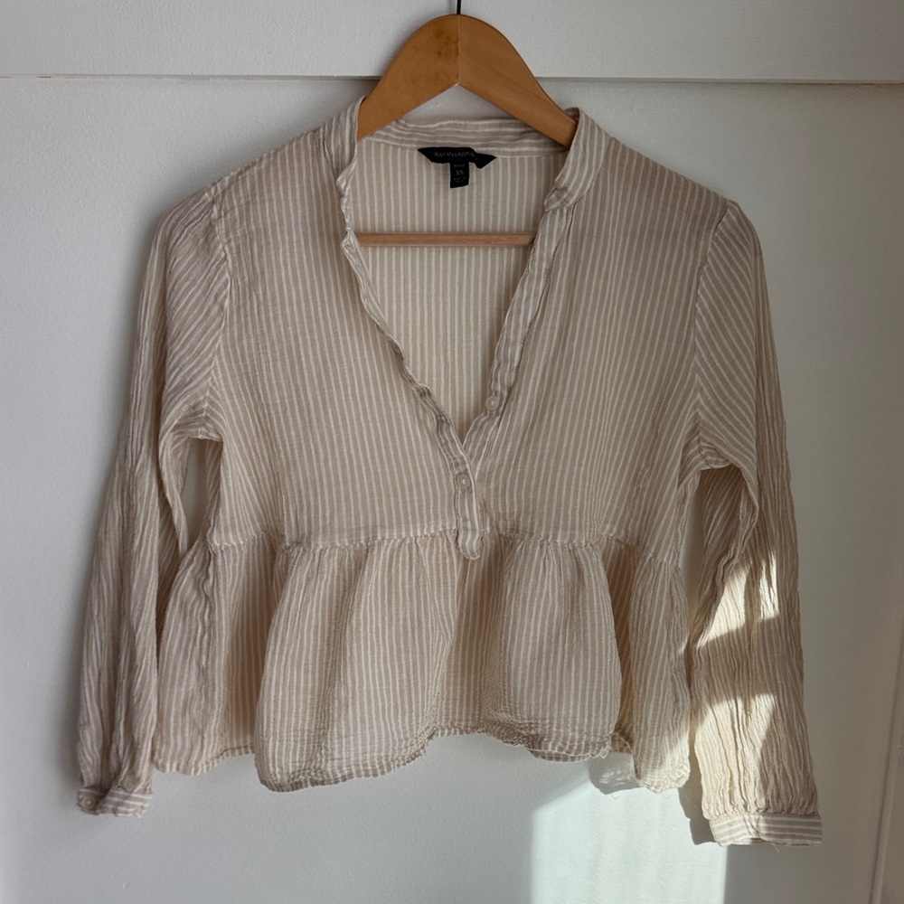 Banana Republic Striped Cream Women's Top